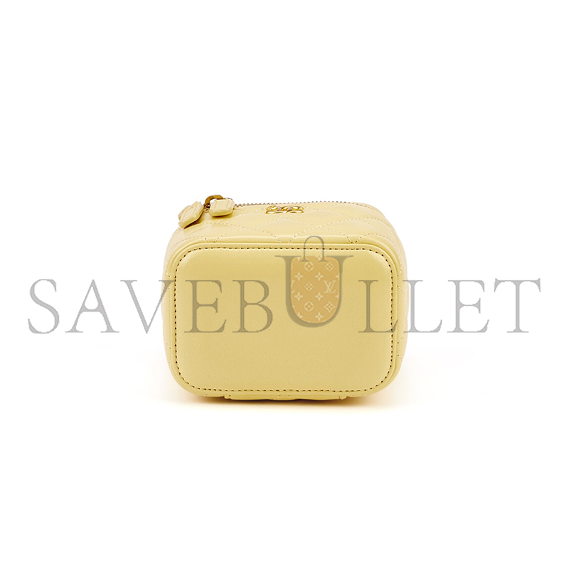 Ch*el mini pearl crush vanity case with chain yellow 110267 (11*8.5*7cm)